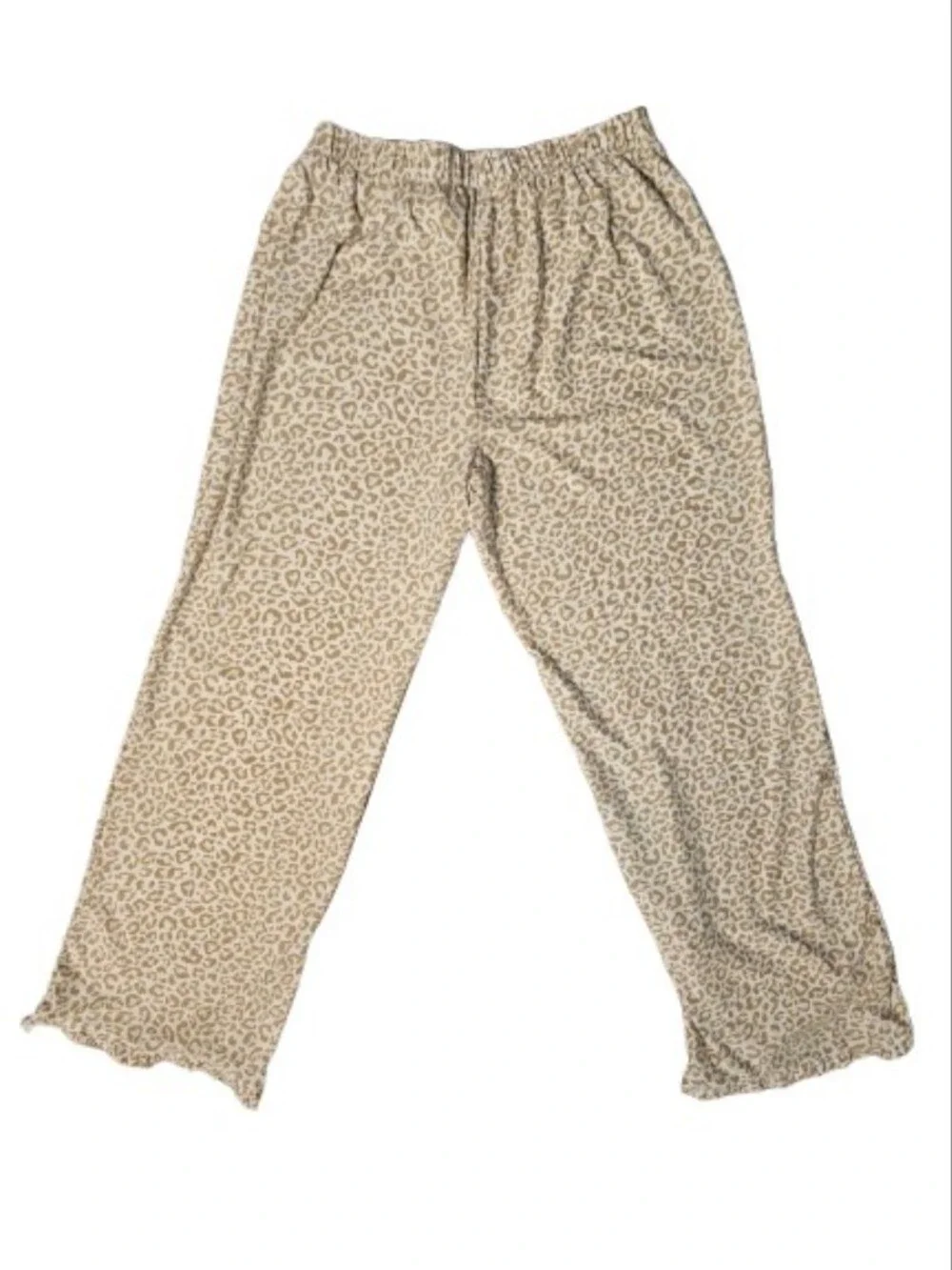 Soft 3 Piece beige leopard-print pajama set